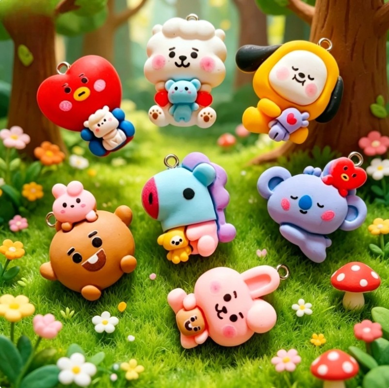 7pcs BT21 Resin Cartoon Charm  - Cosplay Prop Diy recension och pris