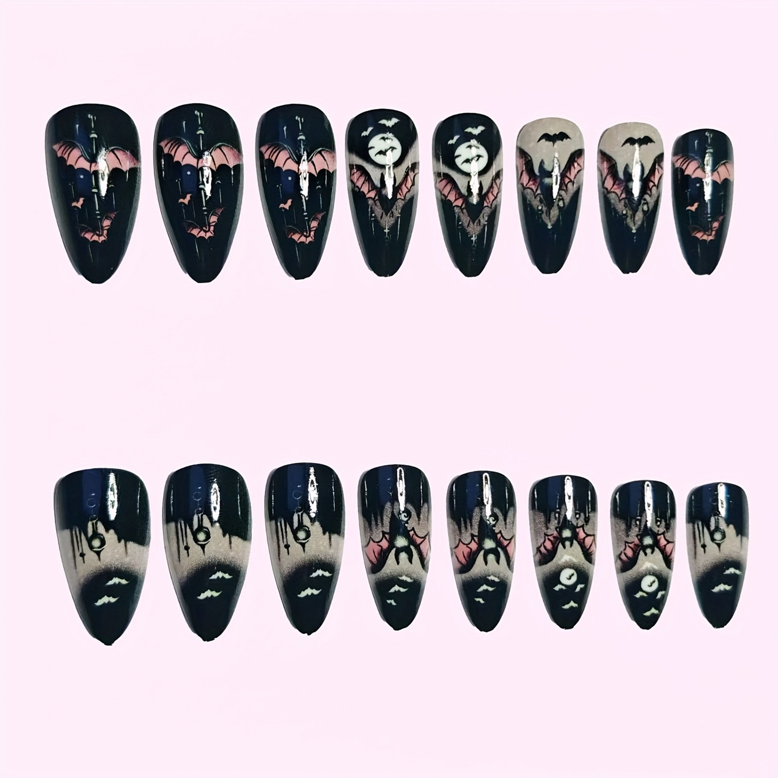 24Pcs Halloween Fake Nails Bla - Cosplay Bat Prop recension och pris